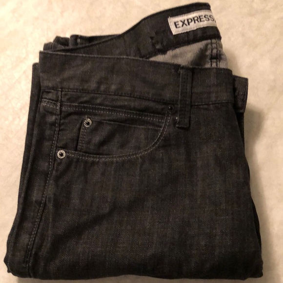 Express Men's Slim Fit Straight Leg 5 Pockets Black Jeans Size 32X34 - Picture 12 of 12